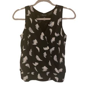 White House Black Market Feather Printed Sleeveless Tank Top Blouse